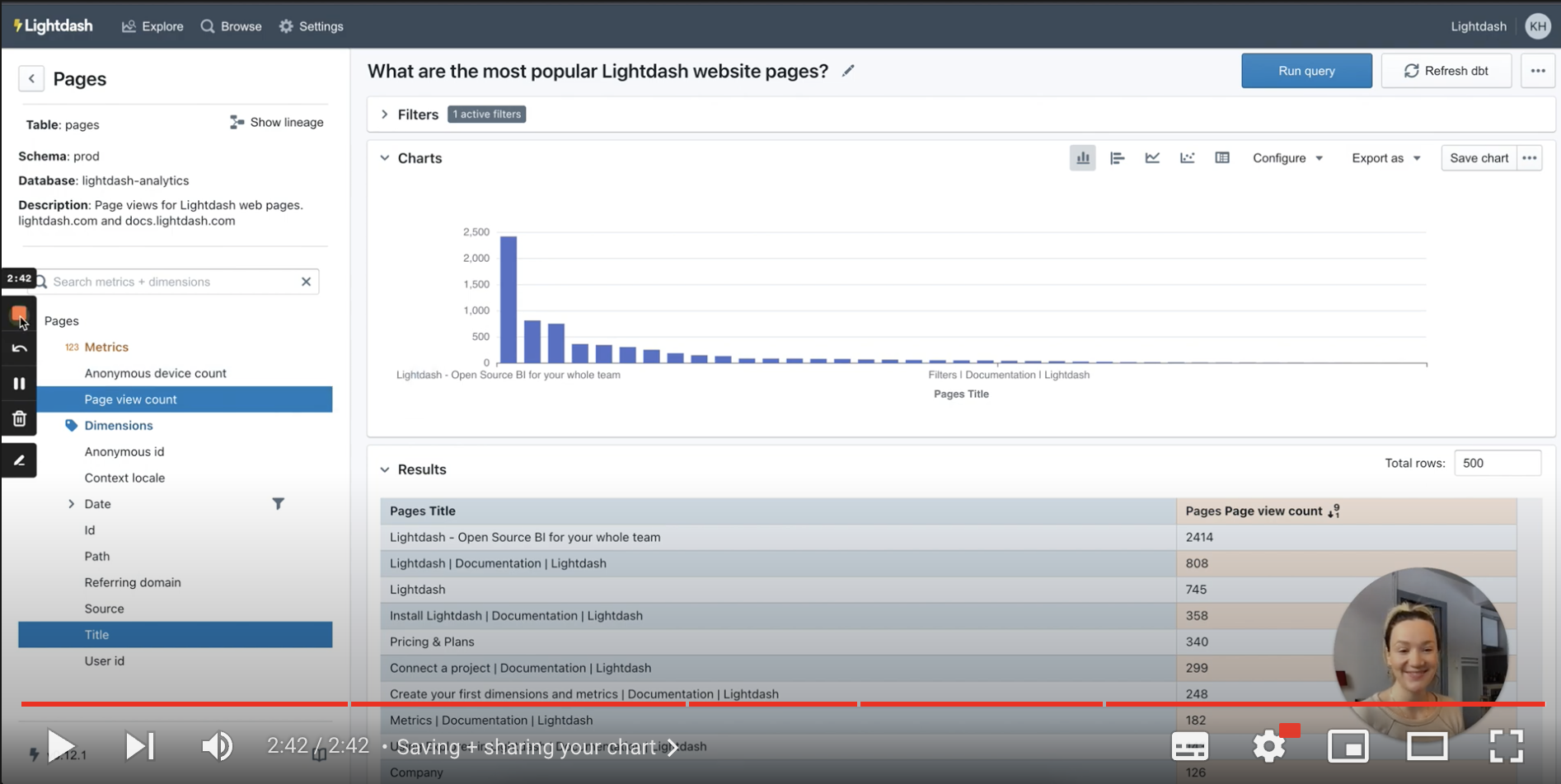 tutorial creating saved chart explore